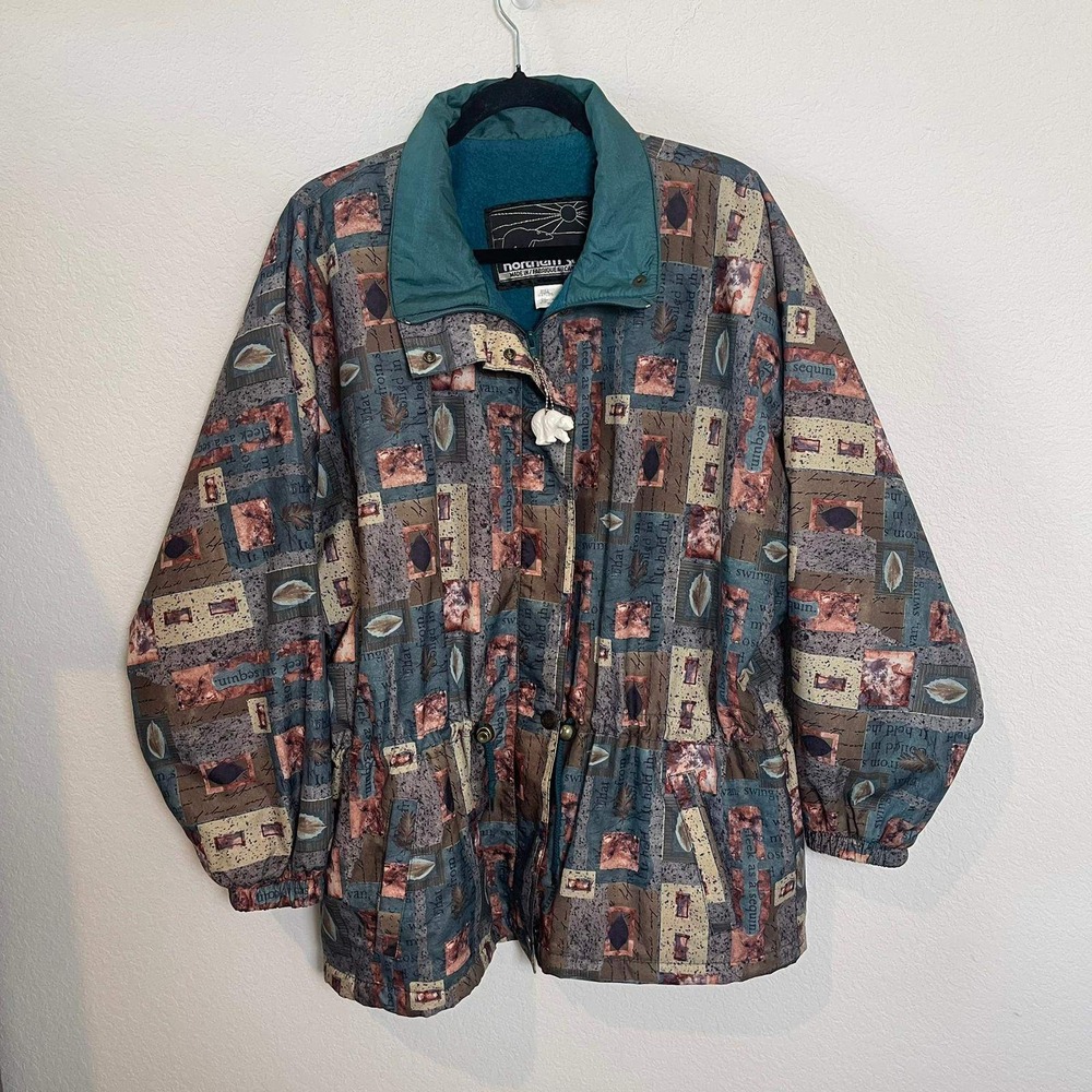 Northern Sun Vintage Abstract Print Fleece Lined Jacket Warm Cozy M Vintage